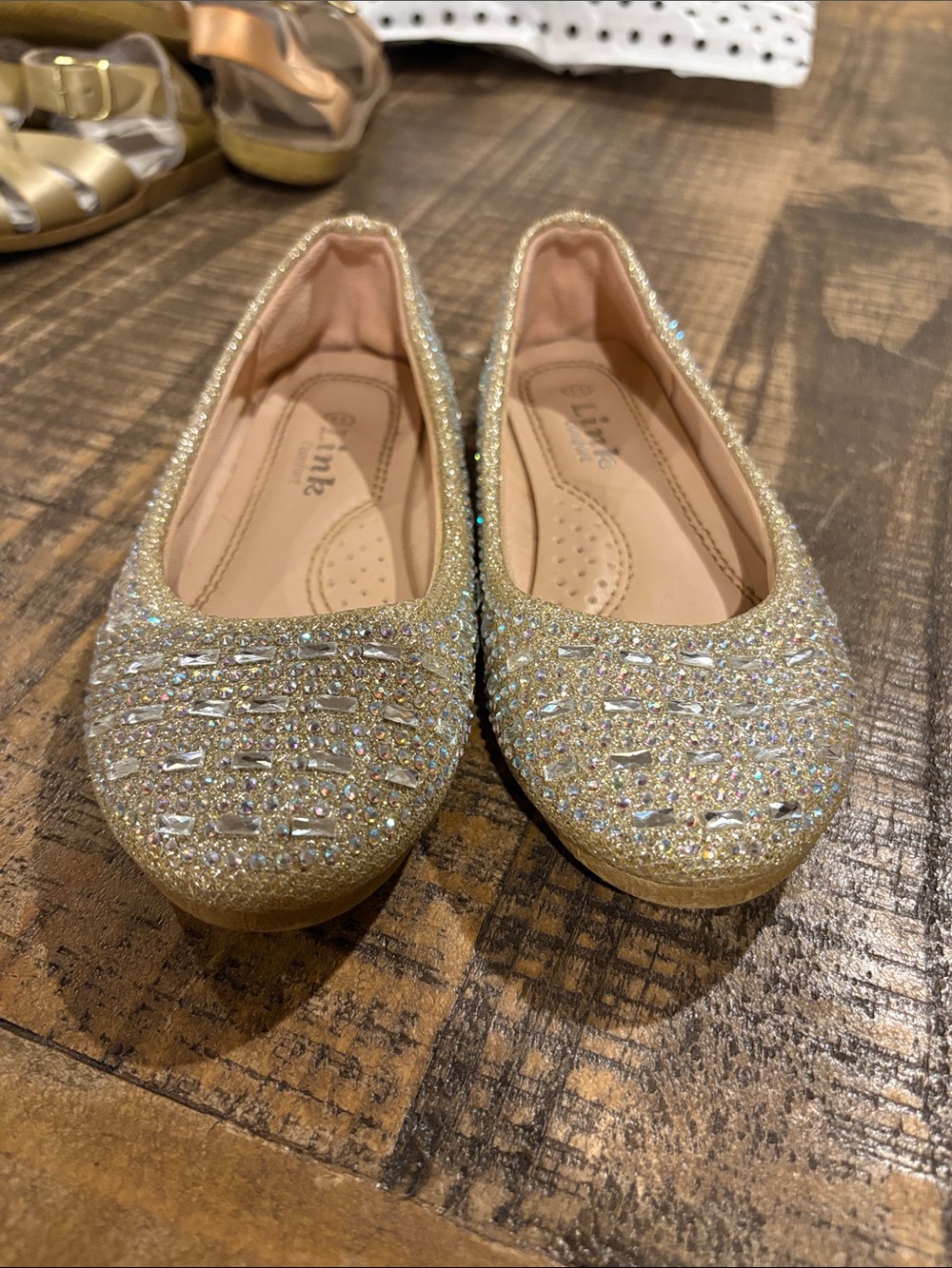 J.Renee Glitter Crystal Gold Ballet Flats for Kids